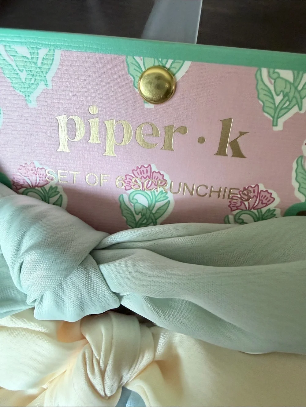 Piper K Pastel Bow Scrunchie Set of 6 - Soft Hair Ties -NWT